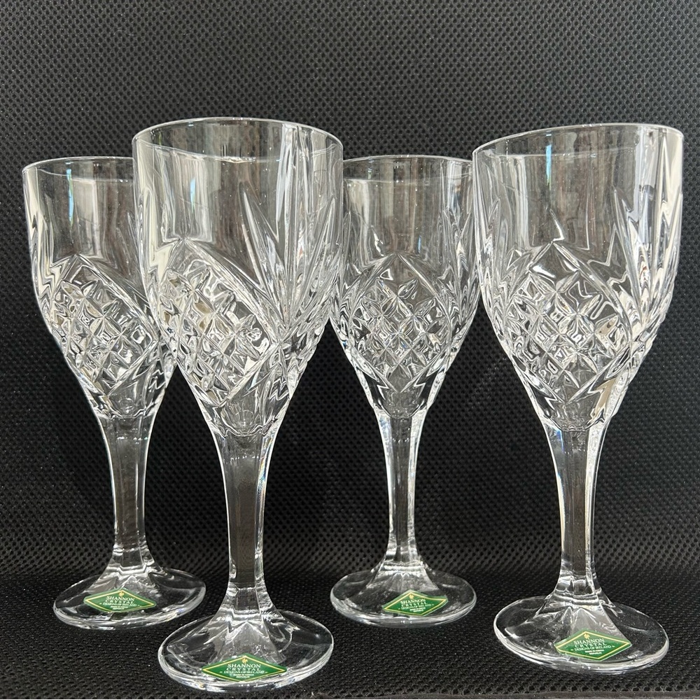 Shannon Dublin 9 oz 8.25" Crystal Wine Goblets Set of 4 NEW IN BOX